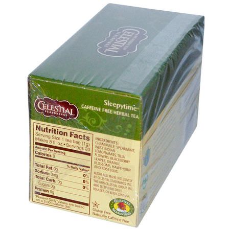 Medicinska Teer, Örtte Te: Celestial Seasonings, Herbal Tea, Sleepytime, Caffeine Free, 20 Tea Bags, 1.0 oz (29 g)