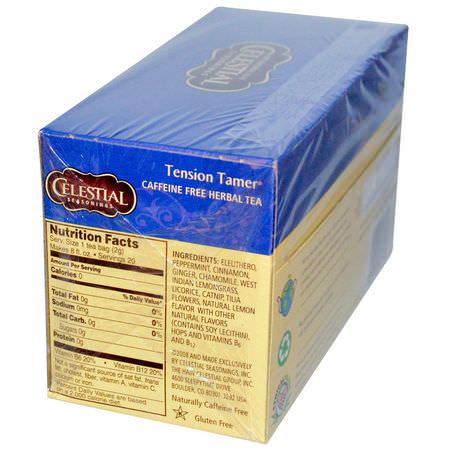 Örtte: Celestial Seasonings, Herbal Tea, Tension Tamer, Caffeine Free, 20 Tea Bags, 1.5 oz (43 g)