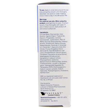 Grädde, Hyaluronsyra-Serum, Ögonkräm: CeraVe, Eye Repair Cream, 0.5 oz (14.2 g)