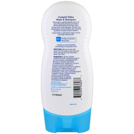 Shower Gel, Baby Body Wash, Body Wash, Allt-I-Ett-Babyschampo: Cetaphil, Baby, Wash & Shampoo with Organic Calendula, 7.8 fl oz (230 ml)