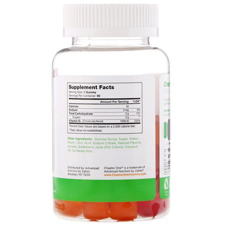 D3 Cholecalciferol, D-Vitamin, Vitaminer, Kosttillskott: Chapter One, Vitamin D3, Flavored Gummies, 60 Gummies