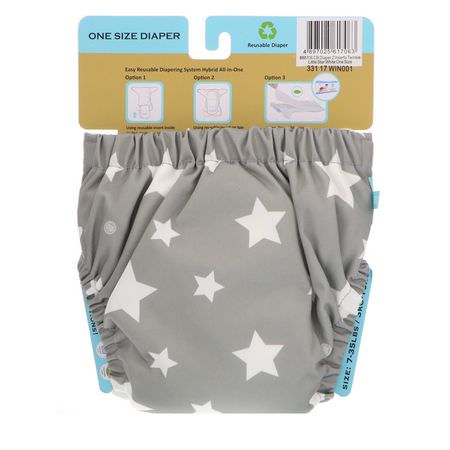 Kläder, Barn, Återanvändbara Blöjor: Charlie Banana, Reusable Diapering System, One Size, Twinkle Little Star White, 1 Diaper