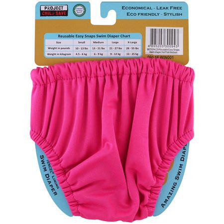 Återanvändbara Blöjor, Blöjor, Kläder: Charlie Banana, Reusable Easy Snaps Swim Diaper, Hot Pink, Medium, 1 Diaper