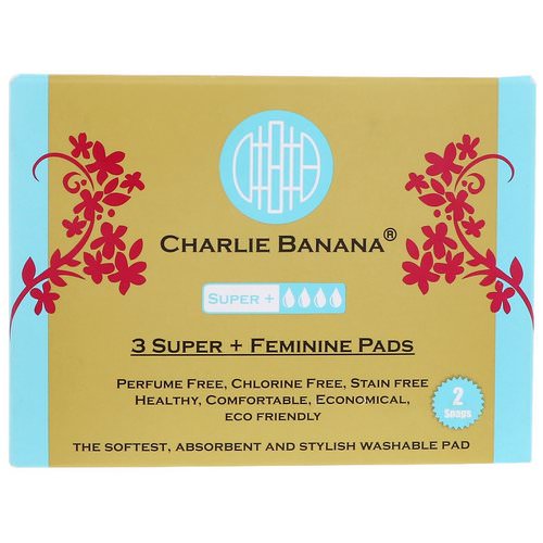 Charlie Banana, Super + Feminine Pads, White, 3 Pads + 1 Tote Bag Review