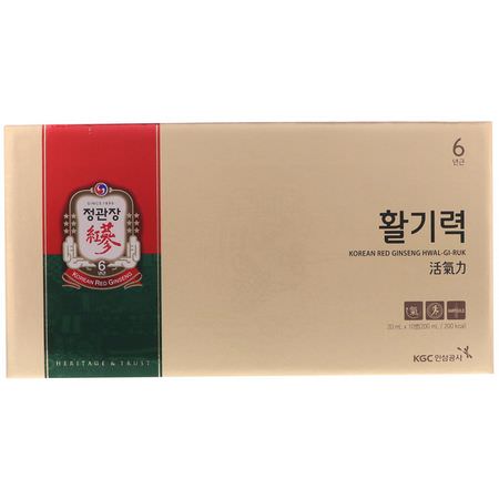 Ginseng, Homeopati, Örter: Cheong Kwan Jang, Korean Red Ginseng Hwal-Gi-Ruk, 10 Bottles, 20 ml Each