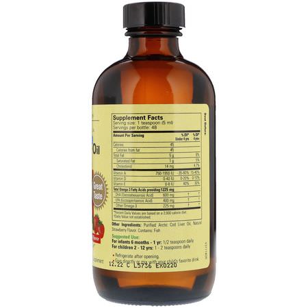 Omega, Barnas Dha, Barns Hälsa, Barn: ChildLife, Cod Liver Oil, Natural Strawberry Flavor, 8 fl oz (237 ml)