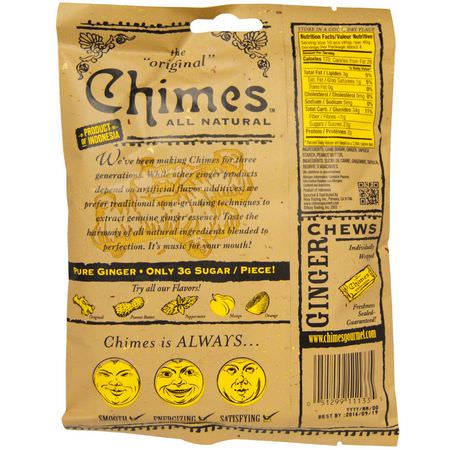 Godis, Choklad, Ingefära, Supermat: Chimes, Ginger Chews, Peanut Butter, 5 oz (141.8 g)