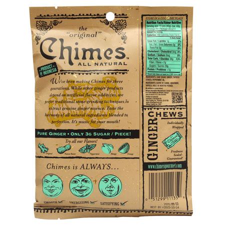 Godis, Choklad, Ingefära Livsmedel, Supermat: Chimes, Ginger Chews, Peppermint, 5 oz (141.8 g)