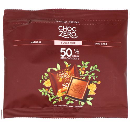 ChocZero Inc, 50% Cocoa Dark Chocolate Squares, Sugar Free, 10 Pieces, 3.5 oz (100 g) Review
