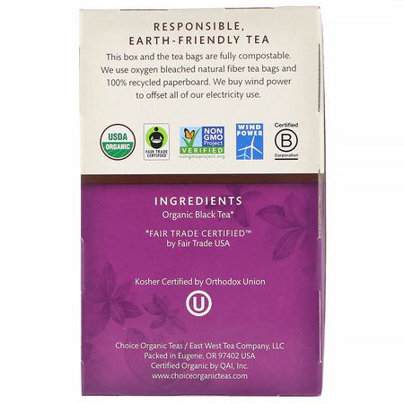 Svart Te, Engelsk Frukostte: Choice Organic Teas, Organic, English Breakfast, Black Tea, 16 Tea Bags, 1.12 oz (32 g)