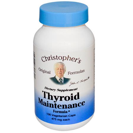 Sköldkörtel, Kosttillskott, Örter, Homeopati: Christopher's Original Formulas, Thyroid Maintenance Formula, 475 mg, 100 Veggie Caps