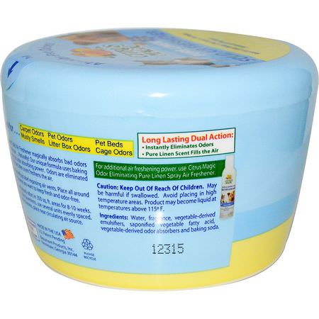 Luktborttagare, Husdjurfläckar, Husdjursförsörjning, Husdjur: Citrus Magic, Pet, Solid Air Freshener, Pure Linen, 20 oz (566 g)