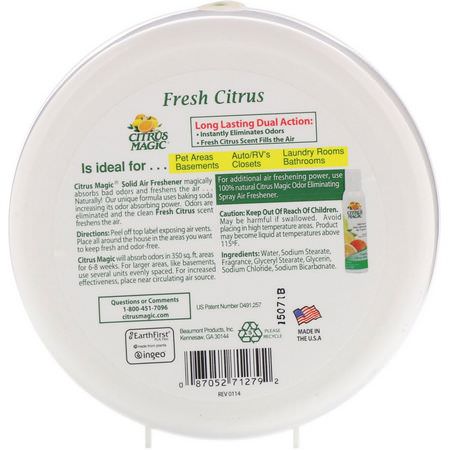 Tygfräschare, Luft, Hemduft, Hem: Citrus Magic, Solid Air Freshener, Fresh Citrus, 8 oz (227 g)