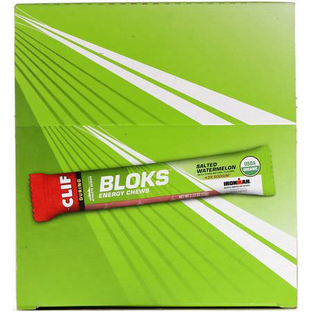Pre-Workout, Pre-Workout Supplements, Sports Nutrition: Clif Bar, Bloks Energy Chews, +2X Sodium, Salted Watermelon, 18 Packets, 2.12 oz (60 g) Each