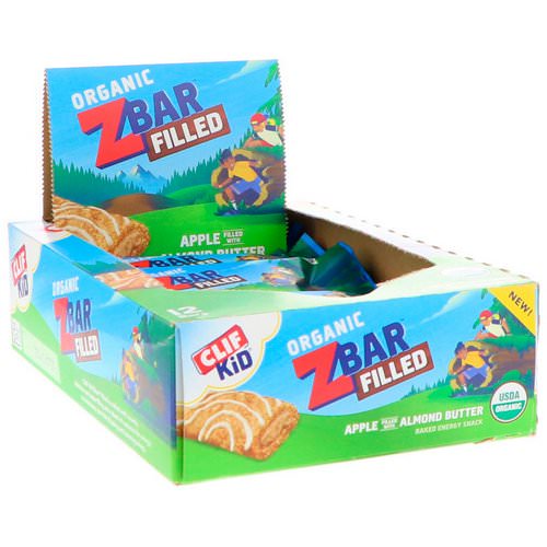 Clif Bar, Clif Kid, Organic ZBar Filled, Apple Filled with Almond Butter, 12 Bars, 1.06 oz (30 g) Each Review