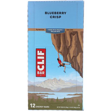 Energibarer, Sportbarer, Brownies, Kakor: Clif Bar, Energy Bar, Blueberry Crisp, 12 Bars, 2.40 oz (68 g) Each