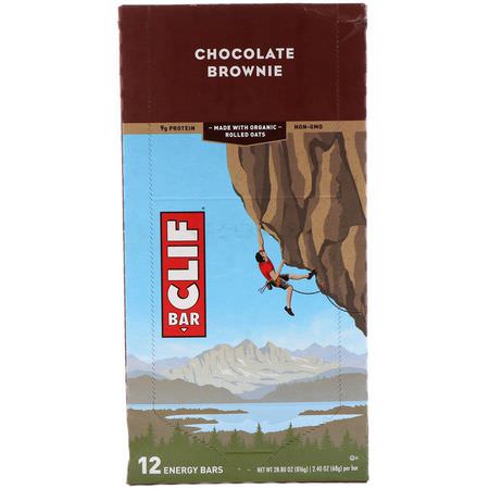 Energibarer, Sportbarer, Brownies, Kakor: Clif Bar, Energy Bar, Chocolate Brownie, 12 Bars, 2.40 oz (68 g) Each
