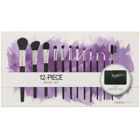 Makeupgåvor, Makeupborstar, Makeup: Coastal Scents, 12 Piece Brush Set with Carrying Case, 12 Cosmetic Brushes