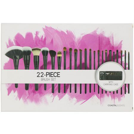 Makeupgåvor, Makeupborstar, Makeup: Coastal Scents, 22 Piece Brush Set with Carrying Case, 22 Cosmetic Brushes