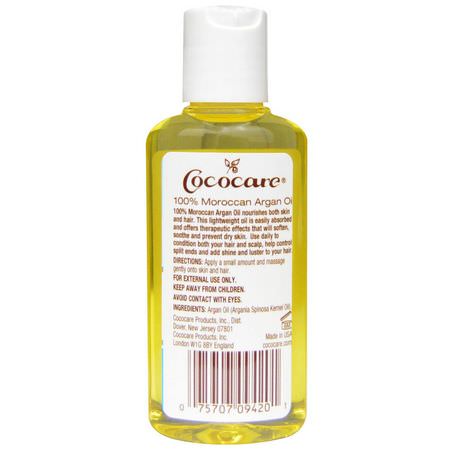 Arganolja, Ansiktsoljor, Krämer, Ansiktsfuktare: Cococare, 100% Natural Moroccan Argan Oil, 2 fl oz (60 ml)
