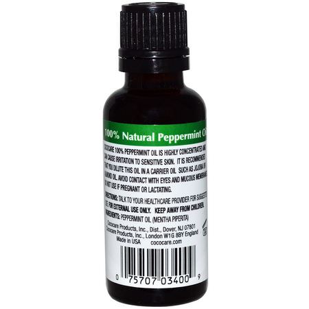 Massageoljor, Kropp, Pepparmyntaolja, Uplift: Cococare, 100% Natural Peppermint Oil, 1 fl oz (30 ml)