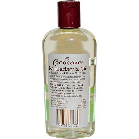 Hårbottenvård, Hårvård, Macadamia, Massageoljor: Cococare, Macadamia Oil, 4 fl oz (118 ml)