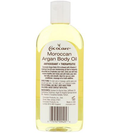 Oljor, Badsalter, Dusch, Argan: Cococare, Moroccan Argan Body Oil, 8.5 fl oz (250 ml)