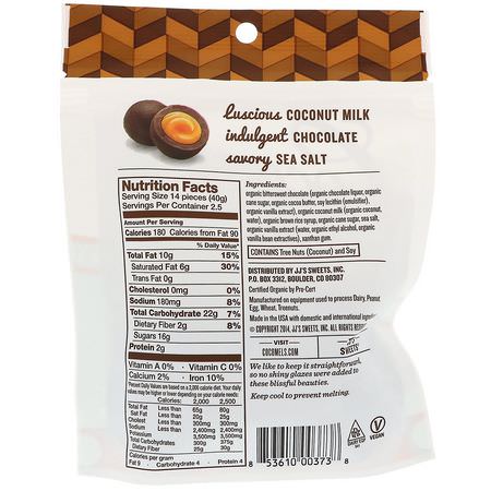 Godis, Choklad: Cocomels, Organic, Coconut Milk Caramels, Bites, Sea Salt, 3. 5 oz (100 g)