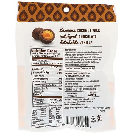 Godis, Choklad: Cocomels, Organic, Coconut Milk Caramels, Bites, Vanilla, 3.5 oz (100 g)