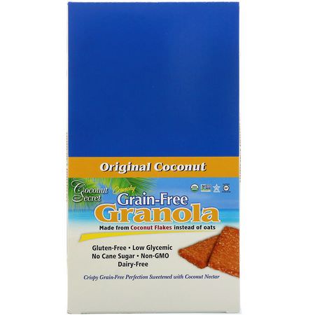 Snack Bars: Coconut Secret, Crunchy Grain-Free Granola Bar, Original Coconut, 12 Bars, 1.2 oz (34 g) Each