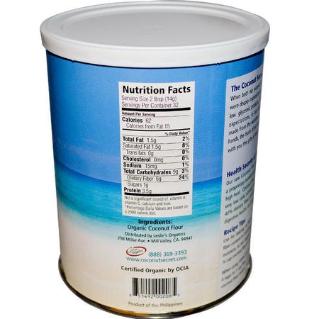 Kokosmjöl, Blandningar, Mjöl, Bakning: Coconut Secret, Raw Coconut Flour, 1 lb (454 g)