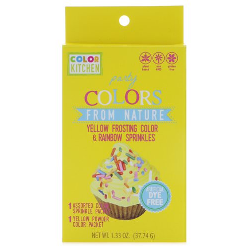 ColorKitchen, Party, Colors From Nature, Yellow Frosting Color & Rainbow Sprinkles, 1.33 oz (37.74 g) Review