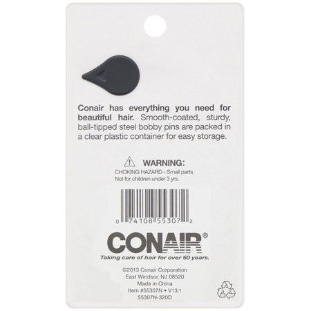 Hair: Conair, Color Match, Bobby Pins, Black, 75 Pieces