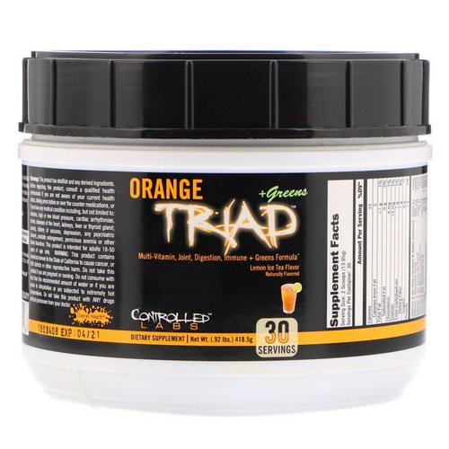 Controlled Labs, Orange Triad + Greens, Lemon Ice Tea Flavor, 0.92 lbs (418.5 g) Review
