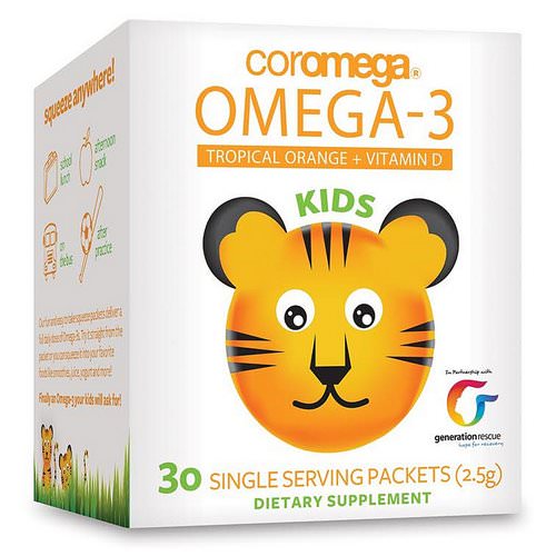 Coromega, Kids, Omega-3, Tropical Orange + Vitamin D, 30 Single Serving Packets (2.5 g) Review
