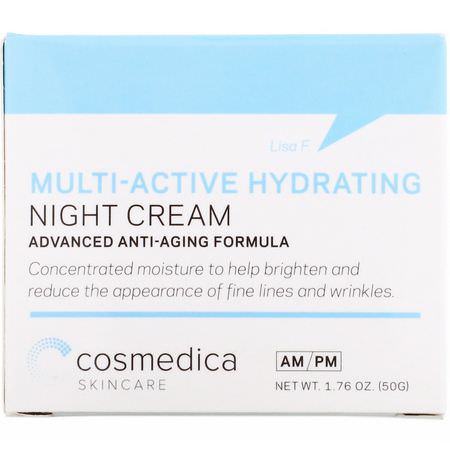 Grädde, Hyaluronsyra-Serum, Nattfuktare, Krämer: Cosmedica Skincare, Multi-Active Hydrating Night Cream, Advanced Anti-Aging Formula, 1.76 oz (50 g)