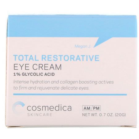 Ögoncremer, Ansiktsfuktare, Skönhet: Cosmedica Skincare, Total Restorative Eye Cream, 0.7 oz (20 g)