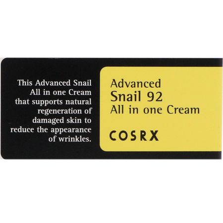 K-Beauty Moisturizers, Creams, Face Moisturizers, Beauty: Cosrx, Advanced Snail 92, All in One Cream, 100 ml