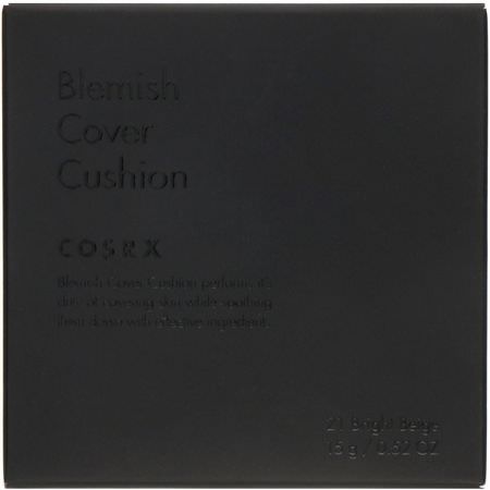 Liquid Foundation, Face, K- Beauty Makeup: Cosrx, Clear Fit Blemish Cushion, SPF 47, 21 Bright Beige, 0.52 oz (15 g)