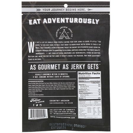 Kött Snacks, Jerky, Snacks: Country Archer Jerky, Beef Jerky, Original, 3 oz (85 g)