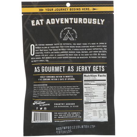 Kött Snacks, Jerky, Snacks: Country Archer Jerky, Beef Jerky, Teriyaki, 3 oz (85 g)