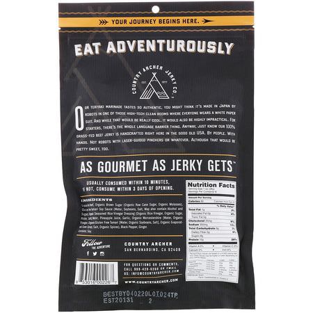 Kött Snacks, Jerky, Snacks: Country Archer Jerky, Beef Jerky, Teriyaki, 8 oz (227 g)