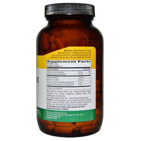 Betaine Hcl Tmg, Matsmältning, Kosttillskott: Country Life, Betaine Hydrochloride, with Pepsin, 600 mg, 250 Tablets