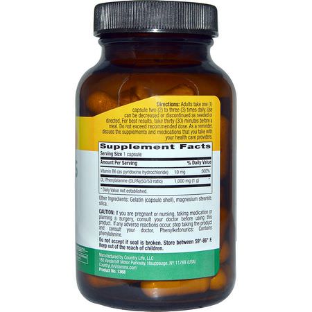 Aminosyror, Kosttillskott: Country Life, DLPA Caps, 1000 mg, 60 Capsules