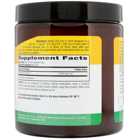 L-Glutamin, Aminosyror, Kosttillskott: Country Life, Glutamine Pure Powder, 5,000 mg, 9.7 oz (275 g)