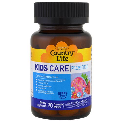 Country Life, Kids Care Probiotic, Berry Flavor, 90 Chewable Wafers Review