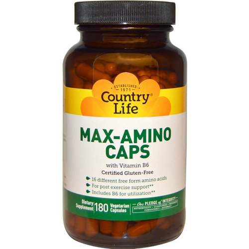 Country Life, Max-Amino Caps, with Vitamin B-6, 180 Veggie Caps Review