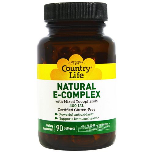 Country Life, Natural E-Complex, with Mixed Tocopherols, 400 IU, 90 Softgels Review
