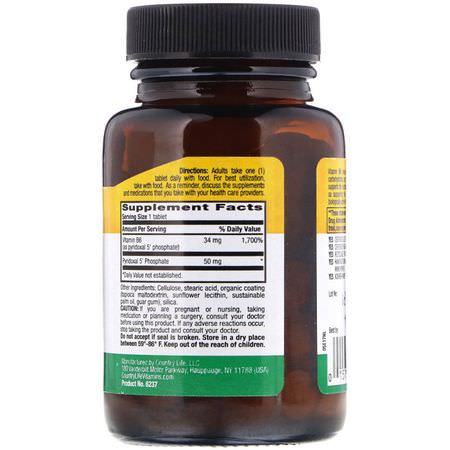 B6 Pyridoxine, Vitamin B, Vitaminer, Kosttillskott: Country Life, P-5-P (Pyridoxal 5' Phosphate), 50 mg, 100 Tablets