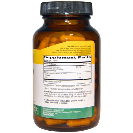 Magnesium, Mineraler, Kosttillskott: Country Life, Target-Mins, Magnesium Caps, 300 mg, 120 Vegetarian Capsules